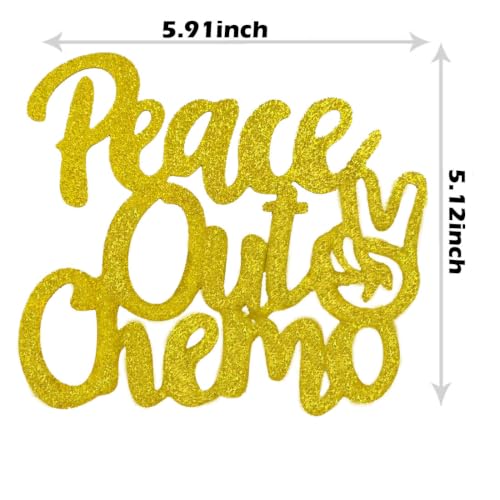 Gold Cake Topper Peace Out Chemo Cancer Survivor Celebration Decor