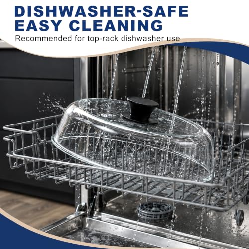 Glass Microwave Splatter Cover for Food 6-10 Inch - Borosilicate, Dishwasher Safe