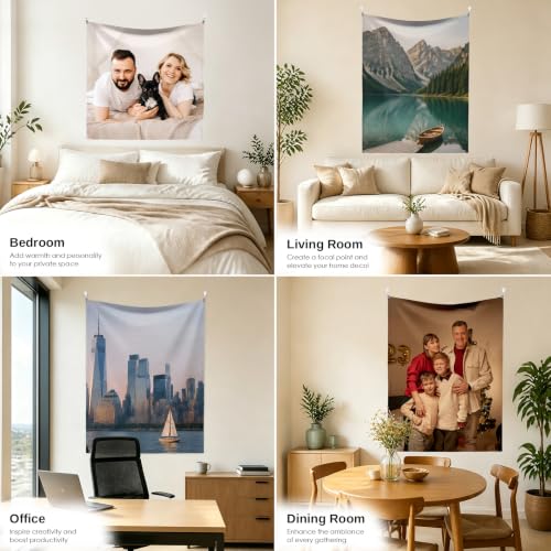 Personalized Vertical Wall Tapestry with Photo - Customizable Home Decor - Portrait Variation
