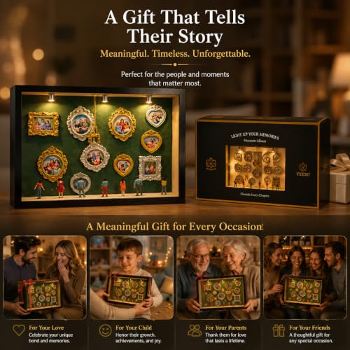Mini Museum Shadow Box Kit with LED Lights - DIY Memory Display - Variation Nblack-l