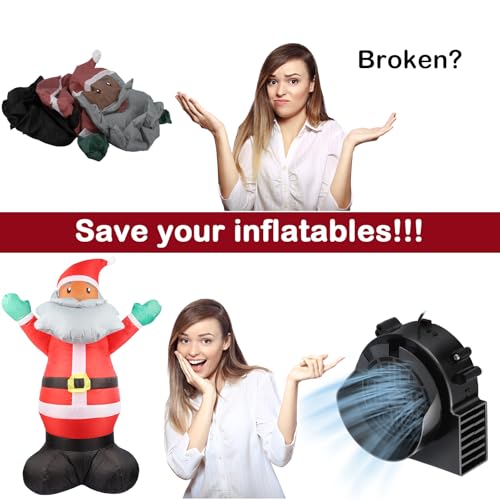 2 Pack Air Blower Fan for Inflatables 12V 0.8A with 1.0A Adapter & 3 LED Bulbs - Waterproof IP68
