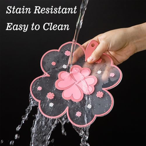 Pink Clover Coasters Set of 2 - Kawaii Desk Accessories for Office & Home