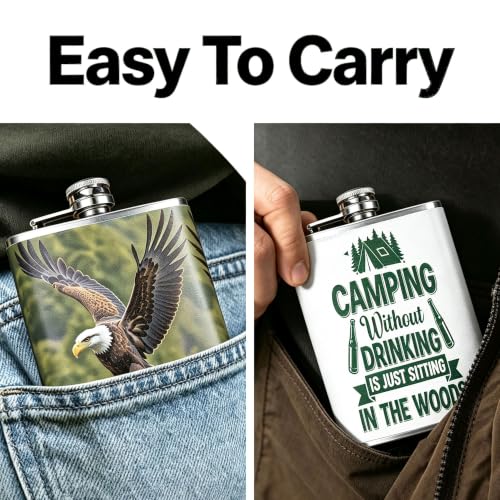 Custom Leather 8oz Flask with Photo Logo - Black