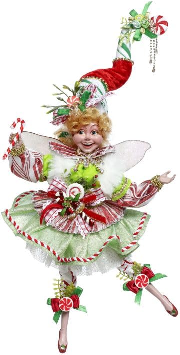 Small Peppermint Fairy Christmas Figurine - 11 Inch Holiday Decor