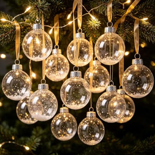 Clear Christmas Ornaments Balls - 12PCS Fillable Plastic Holiday Decorations