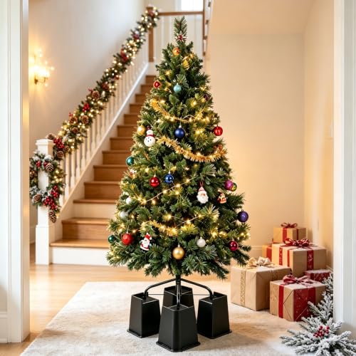 6 Inch Black Plastic Christmas Tree Risers Set of 4 - Space Saving Support
