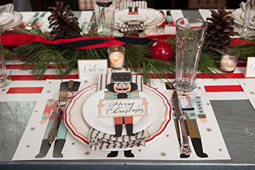 Festive Disposable Paper Placemats - Set of 18 Nutcracker Design for Holiday Dining