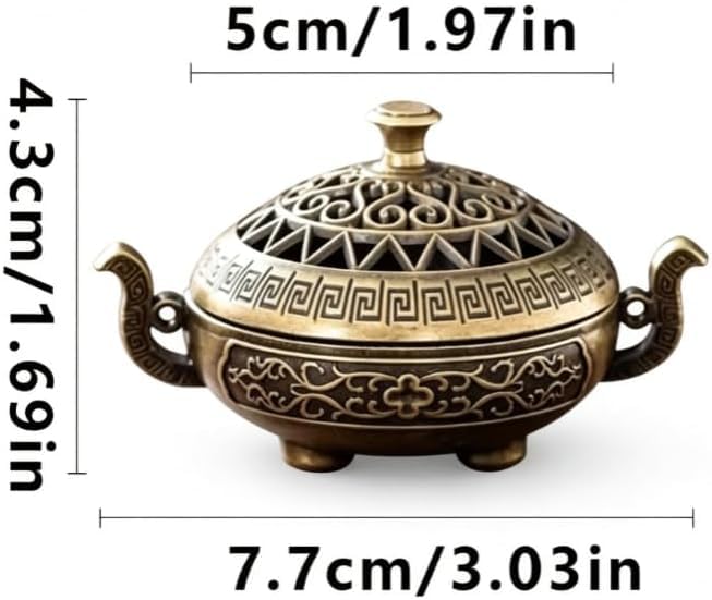 Nepalese-Style Bronze Incense Burner Stands Set of 2 for Meditation & Decor