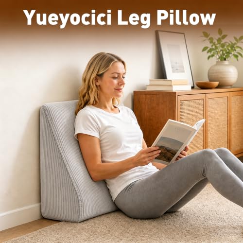 Grey Leg Elevation Wedge Pillow for Post-Surgery Recovery Memory Foam Support