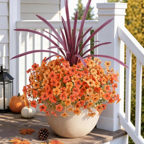 Artificial Fall Mums for Outdoors - UV Resistant 12 Pack