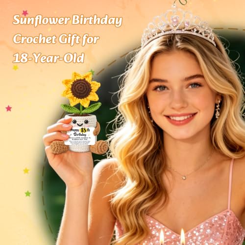 Happy 18th Birthday Gift for Girls Sunflower Crochet - Variation of 18th Birthday