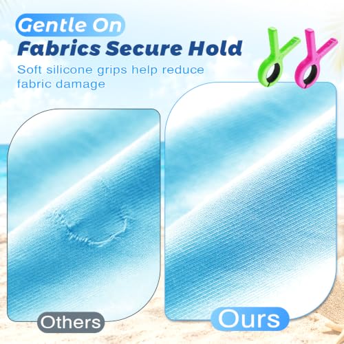 12 Pack Heavy Duty Beach Towel Clips with 4 Colors for Chairs & Pool Loungers