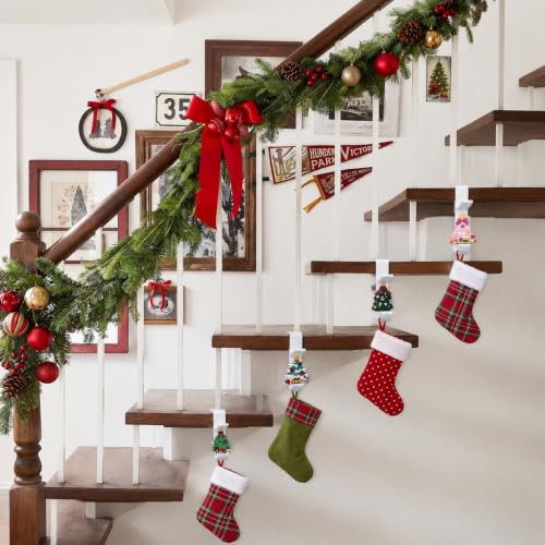 White 4 Pack 2-in-1 Garland & Christmas Stocking Holders for Mantle