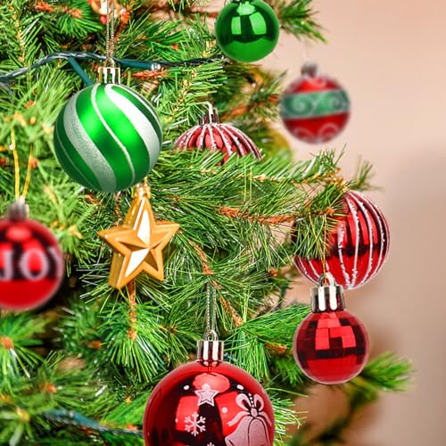 Shatterproof Christmas Ornaments Set - 44 Durable Holiday Decorations with Hanging Ropes