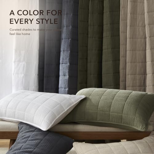 Cotton Waffle Quilt Set - Cal King 118x106 Olive Green, 3 Piece All-Season Bedding
