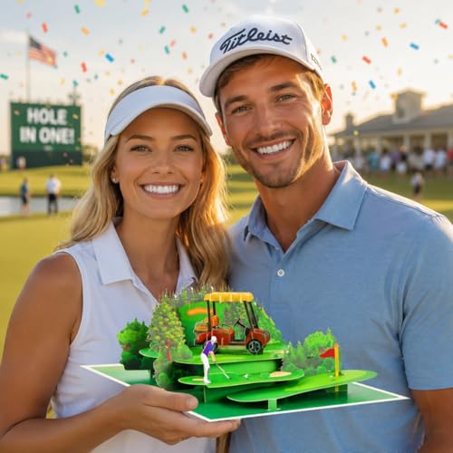 GUUEIG 3D Golf Cart Pop-Up Card - Unique Birthday, Anniversary, Father's Day Gift for Golf Enthusiasts - Golf Card Variation