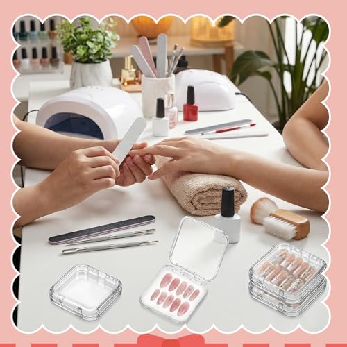 48 Pcs Acrylic Nail Display Storage Box Set with Seal & Tape - Transparent & Color Options