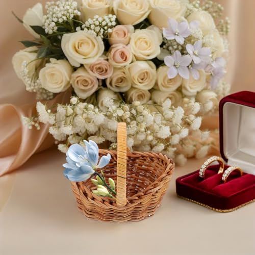 Mini Rattan Basket with Handle – Woven Decor for Crafts & Events