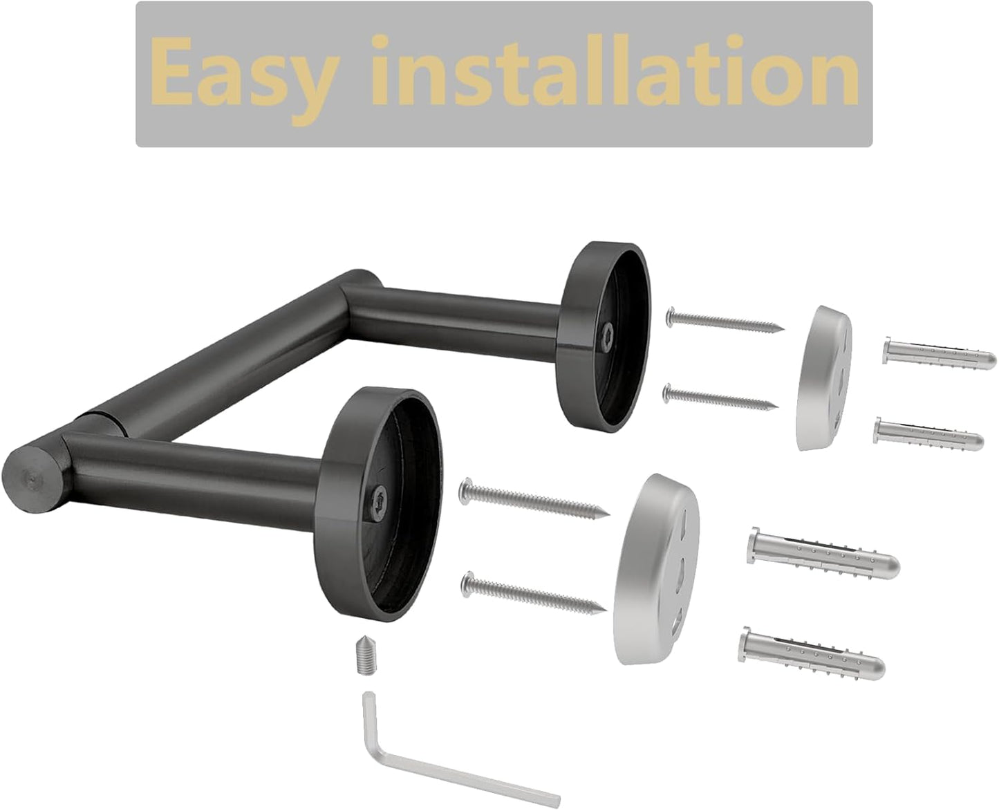 Skiennix Toilet Paper Holder - Double Post Pivoting Design, Rustproof Stainless Steel | Fits Mega Rolls, Black