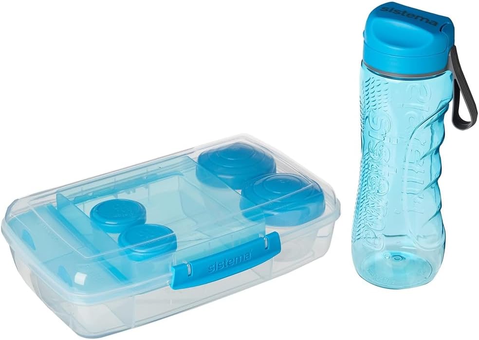 Sistema To Go Lunch Box & Meal Containers - BPA-Free Bento Box with Water Bottle & Dressing Pots (800ml)