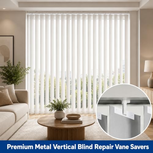 Vertical Blind Repair Clips Kit - 20 White Metal Slats Replacement Parts
