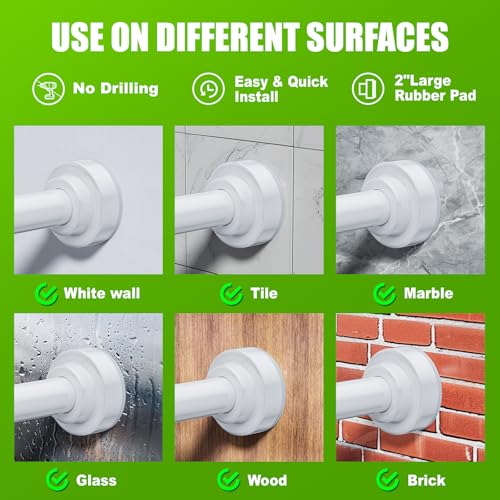Ausemku Shower Curtain Rod Tension - 26-76 Inch Never Rust Non-Slip Spring Tension Curtain Rod No Drilling Stainless Steel Curtain Rod Use Bathroom Kitchen(Black)