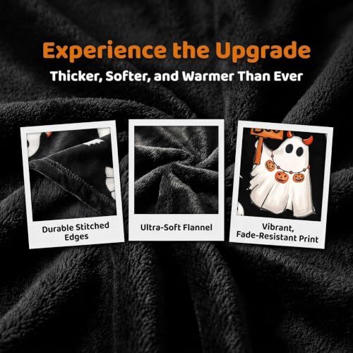 Halloween Ghost Blanket 50x60 Inch Flannel Throw - Soft Warm Bed Cover