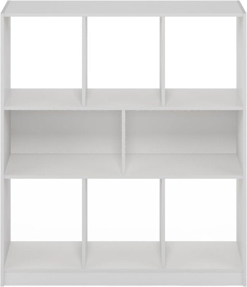 Furinno DALY Bookshelf - 8-Cube Horizontal Storage Organizer | White, 10.9" x 35.4" x 39.4" for Home & Office
