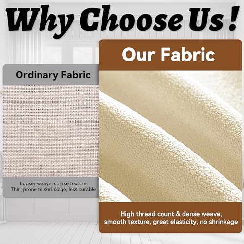 Beige Custom Size Cushion Cover - 2 Inch Thick Slipcover for Indoor & Outdoor Bench Seat