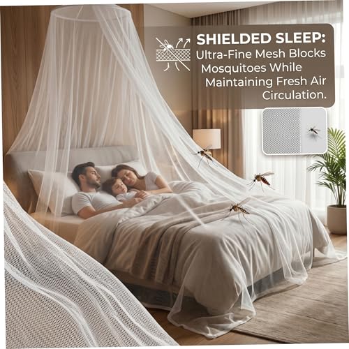 Princess Lace Bed Canopy - No Assembly Mosquito Net for Beds, White 23.6x102.4x315 Inches