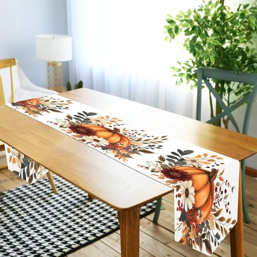 Autumn Fall Pumpkin Table Runner 18x72 Inches for Thanksgiving Decor