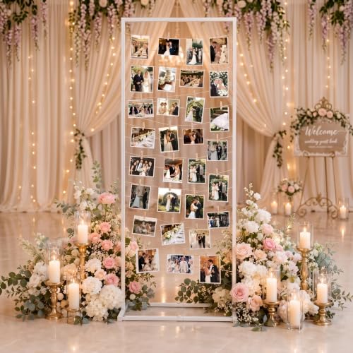 White Photo Display Board Holder - Adjustable Metal Picture Collage Stand
