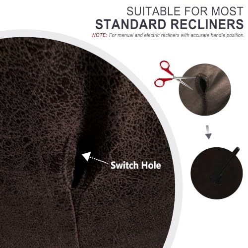 Leather Look Recliner Couch Cover 8-Piece Set for 3 Seater - Coffee Brown