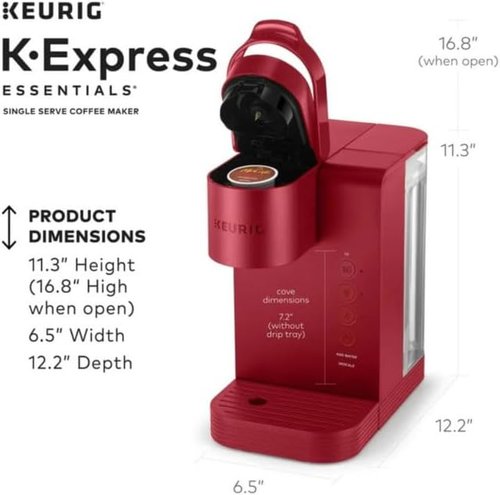 Keurig K-Express Essentials Coffee Maker - Fast Brewing Single Serve K-Cup Pod | 45oz Reservoir (Red)