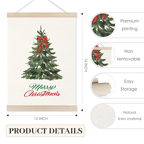 Christmas Tree Wall Art Poster - Red Bow Holiday Decor, 12x16 Inch – Variation SD22