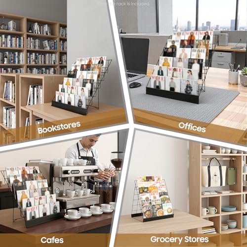 6-Tier Wire Magazine Rack - Black Metal Countertop Book & Brochure Organizer