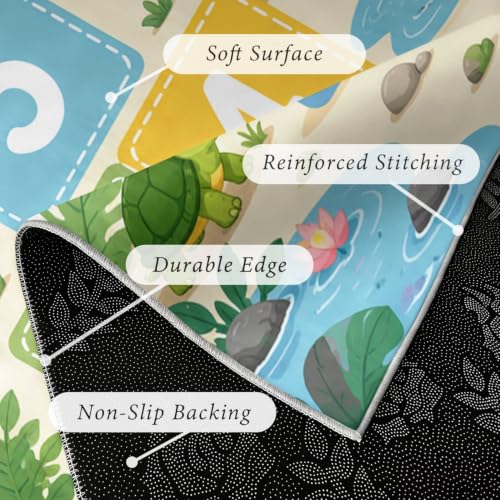 Kids Jungle Animals Runner Rug 1.4x7ft Non-Slip Educational Play Mat Pattern-1