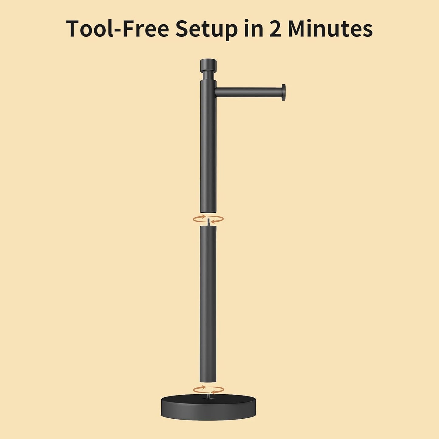YUMORE Heavy Duty Toilet Paper Holder Stand - Matte Black Stainless Steel | Free Standing Design