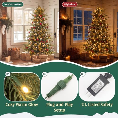 6 ft Prelit Aspen Fir Christmas Tree - Slim Blue Spruce Holiday Decor