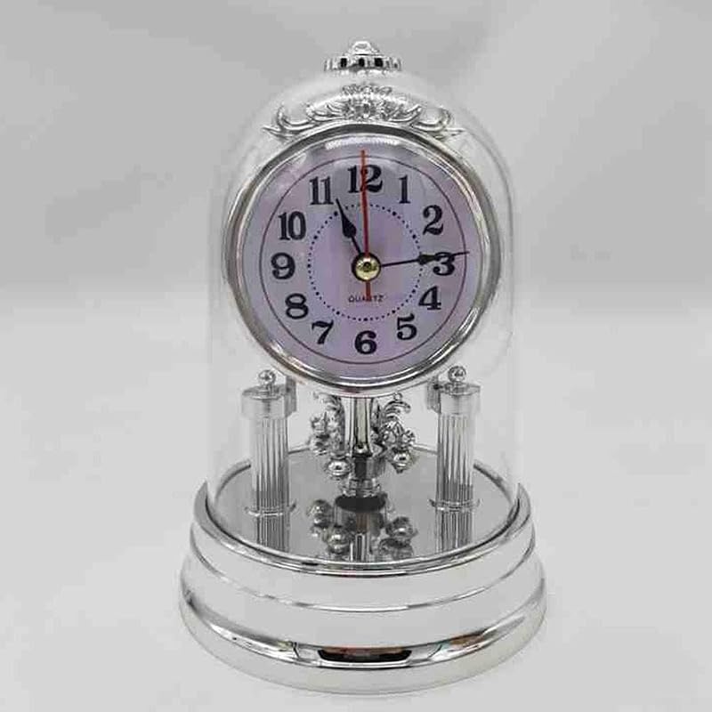 European Style Desk Clock with Pendulum and Chime - Silver Variation