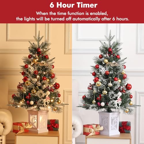 3ft Artificial Christmas Tree with Snow Flock & Prelit Lights - Snowflake Lightbox Variation