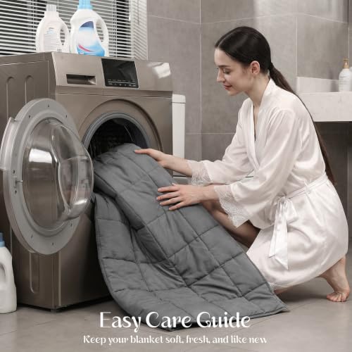 Weighted Blanket with Sleep Mask Twin Size 15lb Breathable All-Season Bed Cover