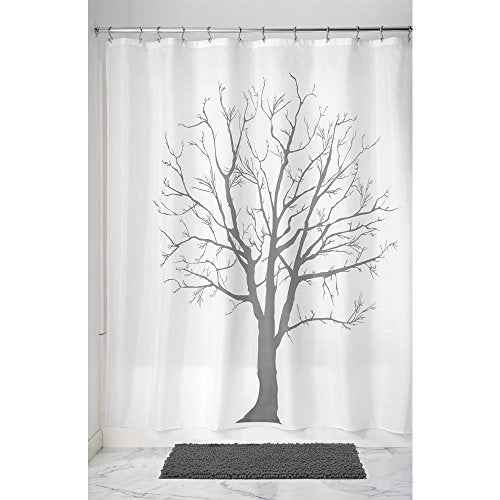 iDesign Tree Fabric Bathroom Shower Curtain - 72" x 72", Charcoal
