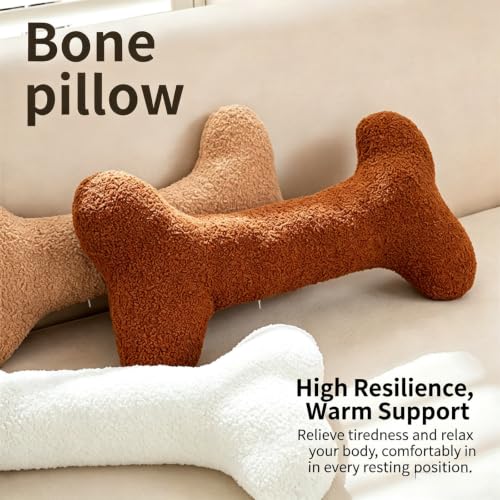 Bone Shaped Long Body Pillow Decorative Cushion Plush Pillow Cream - WLAMOZ