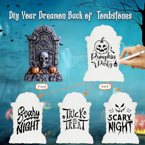 Halloween Graveyard Tombstone Decor Set - 25 Inch Weatherproof Yard Signs, 5 Pieces
