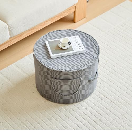 iYKYK Grey Pouf Ottoman Coffee Table Foot Rest 20x15 in - Velvet Cover