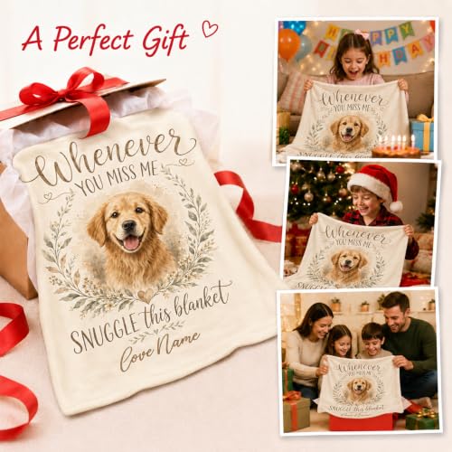 Brown Personalized Dog Face Blanket - Custom Pet Photo Throw