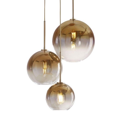 H XD GLOBAL Gradient Color Glass Pendant Light,Modern Glass Hanging Light Chandelier Light (Gold, 20cm)