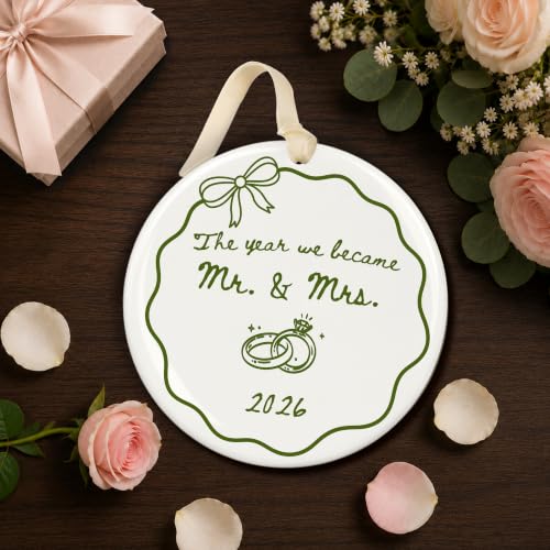 Wedding Ornament for Couples 2026 - Mr & Mrs Just Married Keepsake with Variation The Year We Became Mr & Mrs 2026