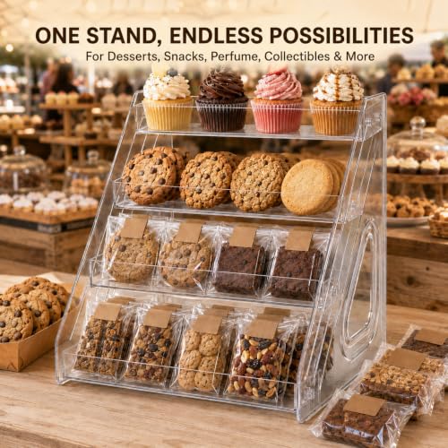 4 Tier Clear Acrylic Display Riser Stand for Cupcakes Perfume Cosmetics